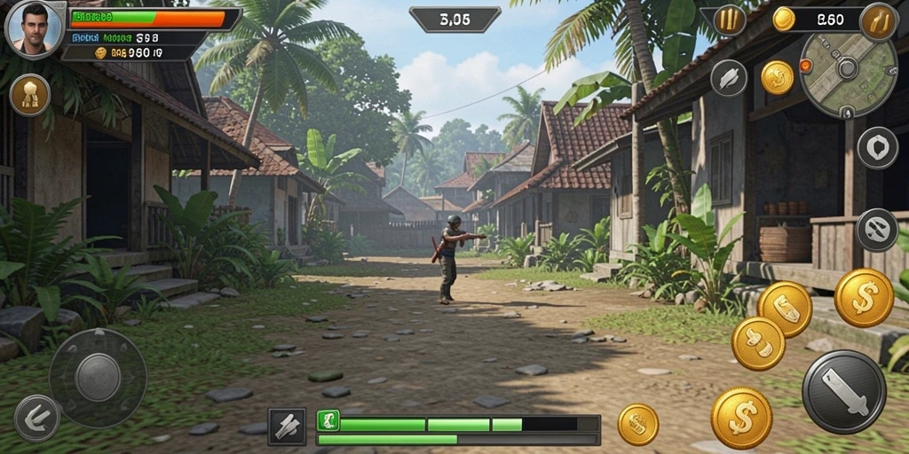 Gambaran aksi seru dalam gameplay yang mendebarkan.